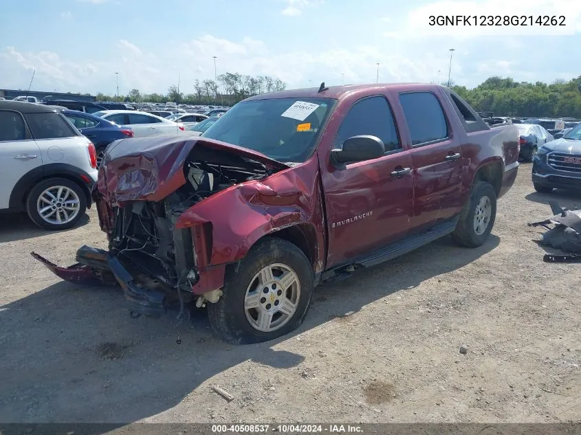 2008 Chevrolet Avalanche 1500 Ls VIN: 3GNFK12328G214262 Lot: 40508537