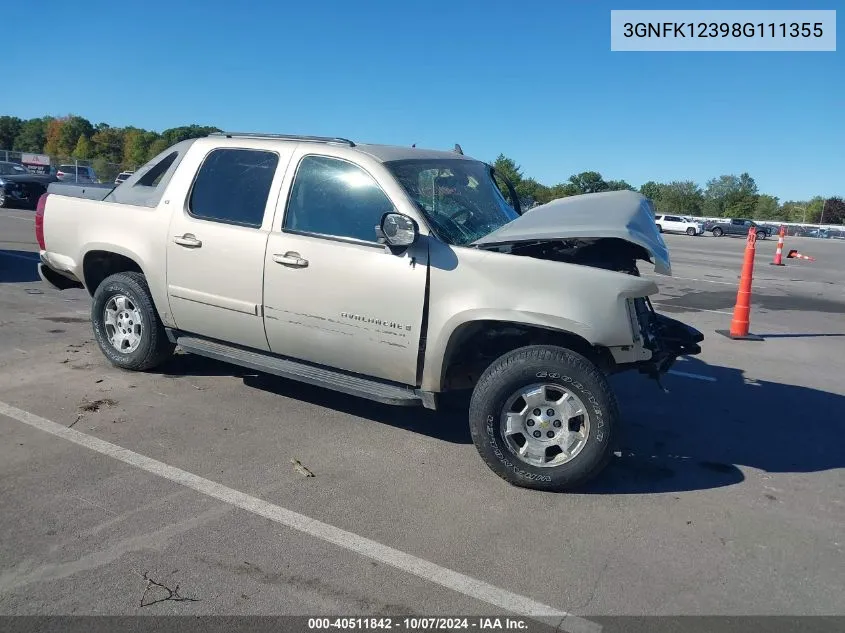 2008 Chevrolet Avalanche 1500 Lt VIN: 3GNFK12398G111355 Lot: 40511842