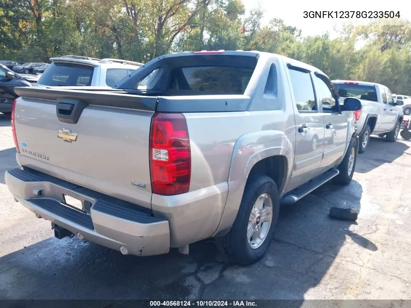 2008 Chevrolet Avalanche 1500 Lt VIN: 3GNFK12378G233504 Lot: 40568124