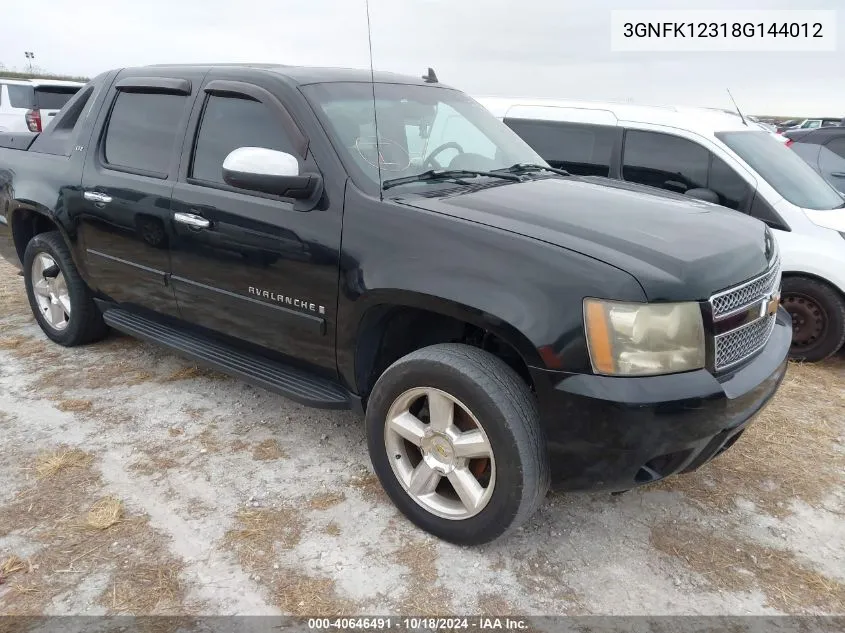 2008 Chevrolet Avalanche 1500 Ltz VIN: 3GNFK12318G144012 Lot: 40646491