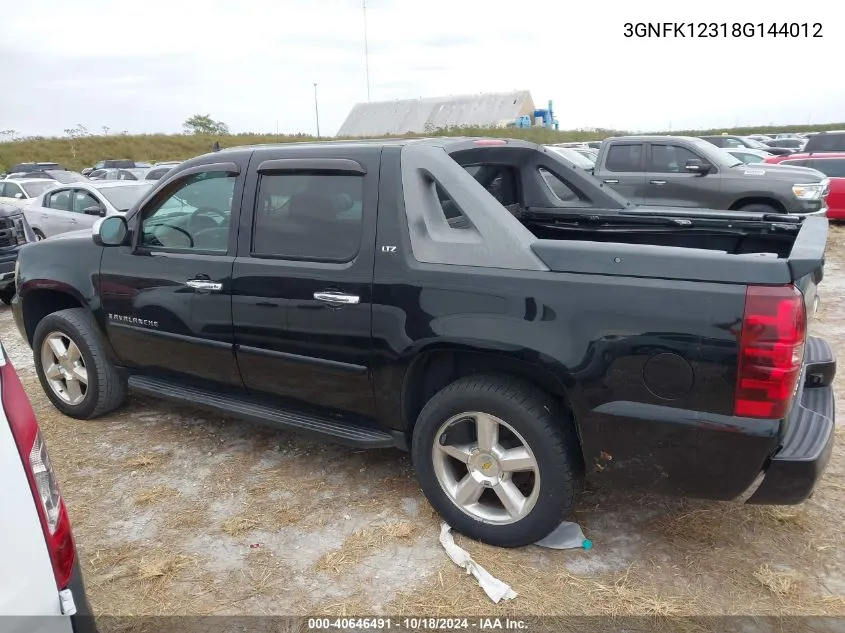 2008 Chevrolet Avalanche 1500 Ltz VIN: 3GNFK12318G144012 Lot: 40646491