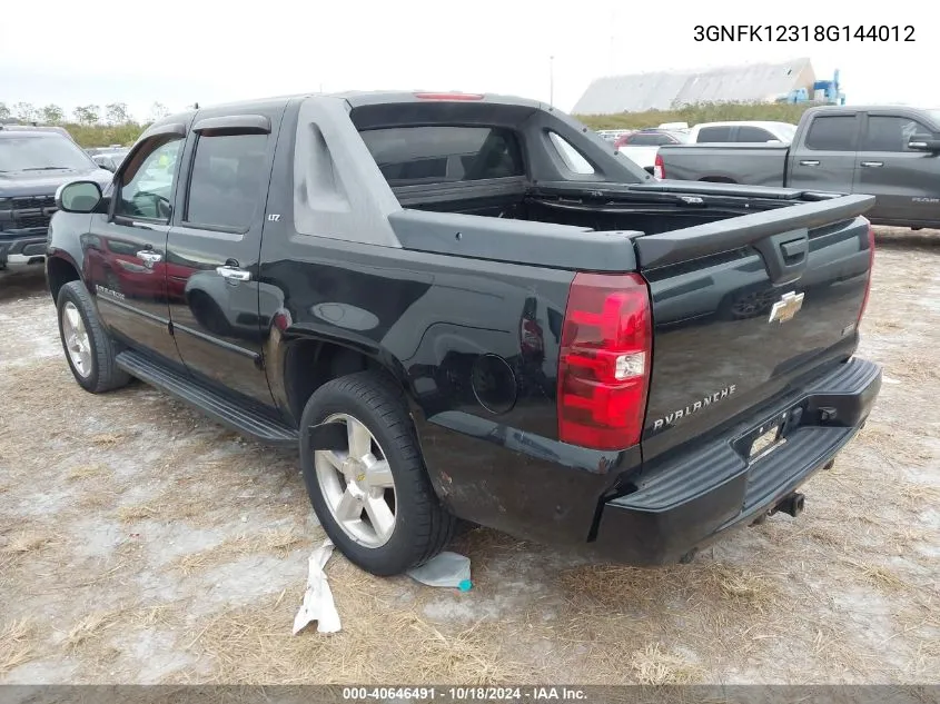 2008 Chevrolet Avalanche 1500 Ltz VIN: 3GNFK12318G144012 Lot: 40646491