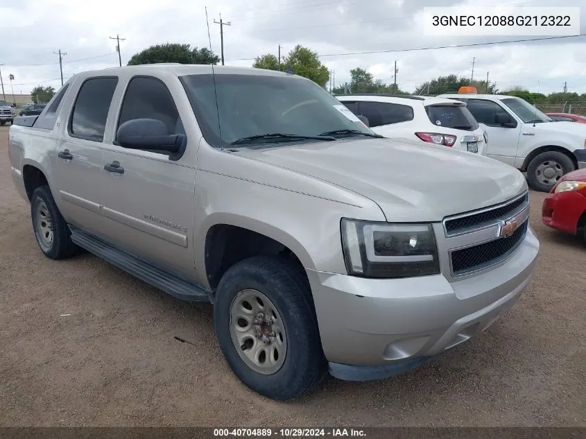 2008 Chevrolet Avalanche 1500 Ls VIN: 3GNEC12088G212322 Lot: 40704889