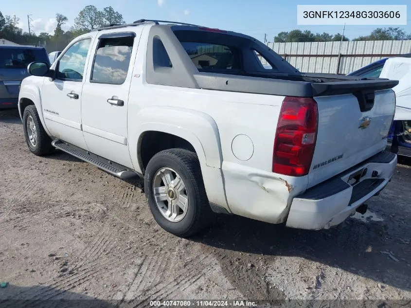 2008 Chevrolet Avalanche 1500 Lt VIN: 3GNFK12348G303606 Lot: 40747080