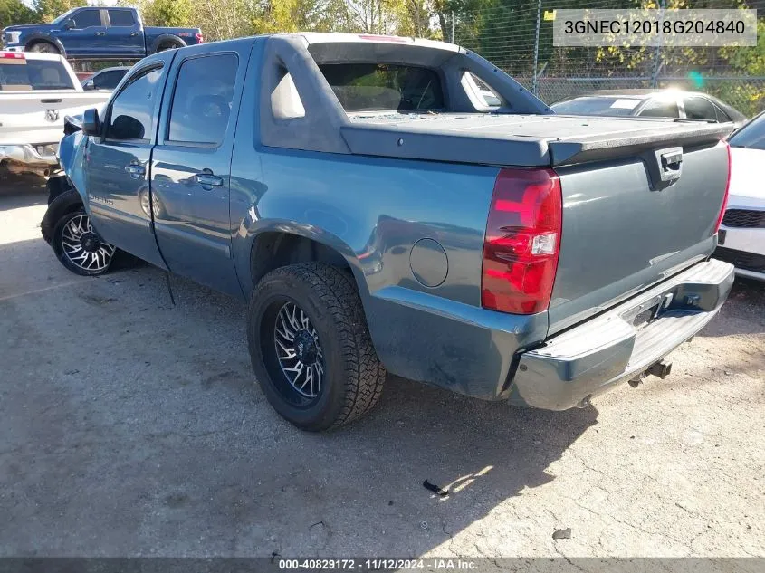 2008 Chevrolet Avalanche 1500 Lt VIN: 3GNEC12018G204840 Lot: 40829172