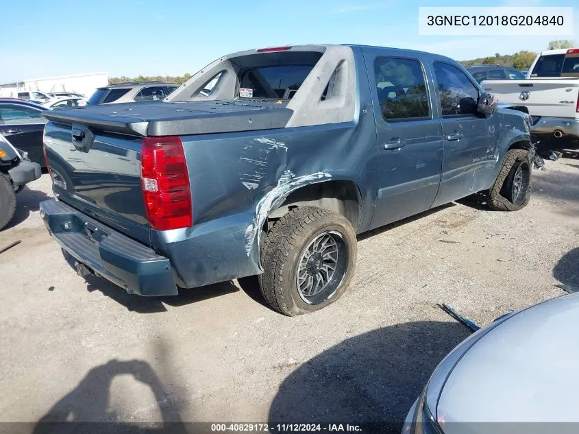 2008 Chevrolet Avalanche 1500 Lt VIN: 3GNEC12018G204840 Lot: 40829172