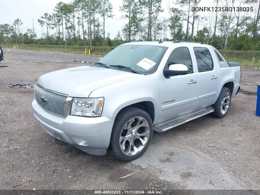 2008 Chevrolet Avalanche 1500 Ltz VIN: 3GNFK12358G138035 Lot: 40833231