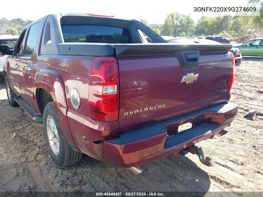 2009 Chevrolet Avalanche 1500 Lt2 VIN: 3GNFK220X9G274609 Lot: 40448407