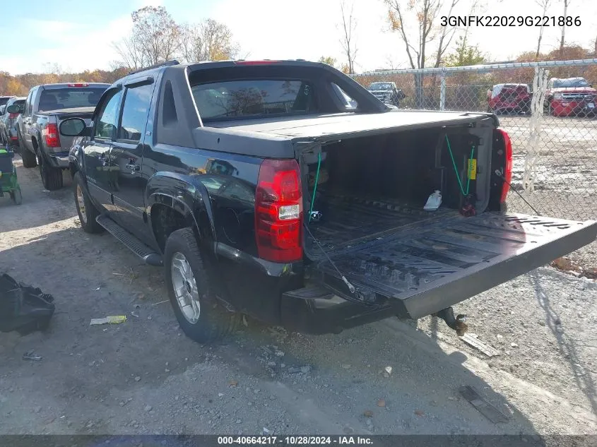 2009 Chevrolet Avalanche 1500 K1500 Lt VIN: 3GNFK22029G221886 Lot: 40664217