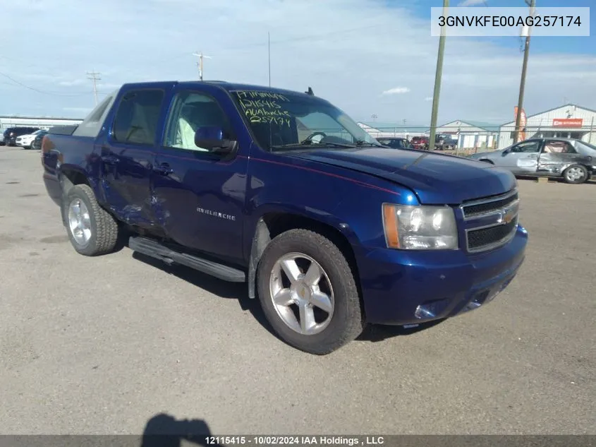 2010 Chevrolet Avalanche VIN: 3GNVKFE00AG257174 Lot: 12115415