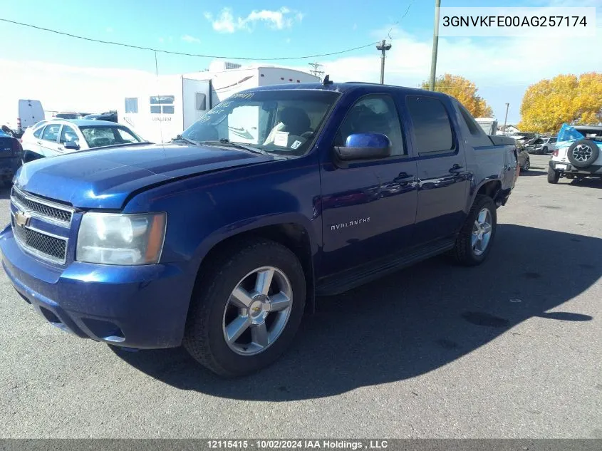 2010 Chevrolet Avalanche VIN: 3GNVKFE00AG257174 Lot: 12115415