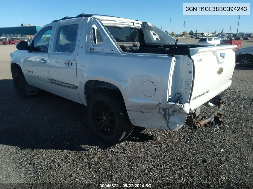 2011 Chevrolet Avalanche Ltz VIN: 3GNTKGE38BG394243 Lot: 30045872