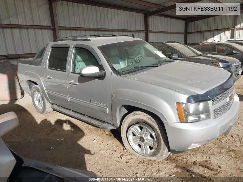 2011 Chevrolet Avalanche Lt VIN: 3GNTKFE33BG111192 Lot: 40587734