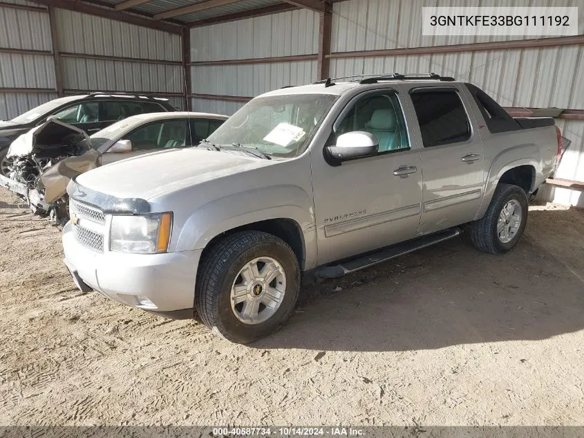 2011 Chevrolet Avalanche Lt VIN: 3GNTKFE33BG111192 Lot: 40587734