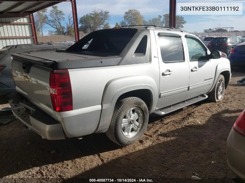 2011 Chevrolet Avalanche Lt VIN: 3GNTKFE33BG111192 Lot: 40587734