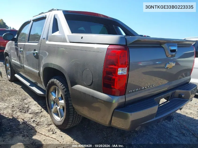 2011 Chevrolet Avalanche 1500 Ltz VIN: 3GNTKGE33BG223335 Lot: 40680428