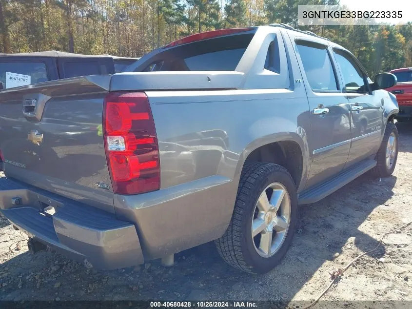 2011 Chevrolet Avalanche 1500 Ltz VIN: 3GNTKGE33BG223335 Lot: 40680428