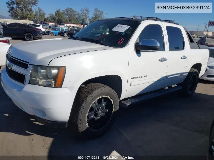 2011 Chevrolet Avalanche 1500 Ls VIN: 3GNMCEE0XBG239124 Lot: 40713241