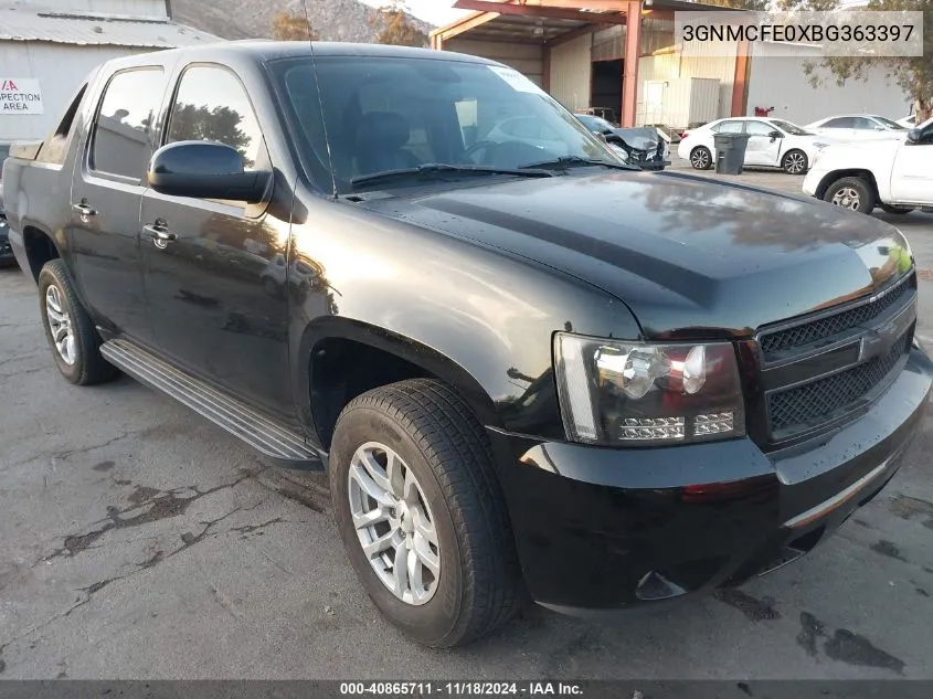 2011 Chevrolet Avalanche 1500 Lt1 VIN: 3GNMCFE0XBG363397 Lot: 40865711