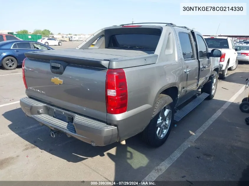 2012 Chevrolet Avalanche 1500 Ltz VIN: 3GNTKGE78CG214330 Lot: 39938624