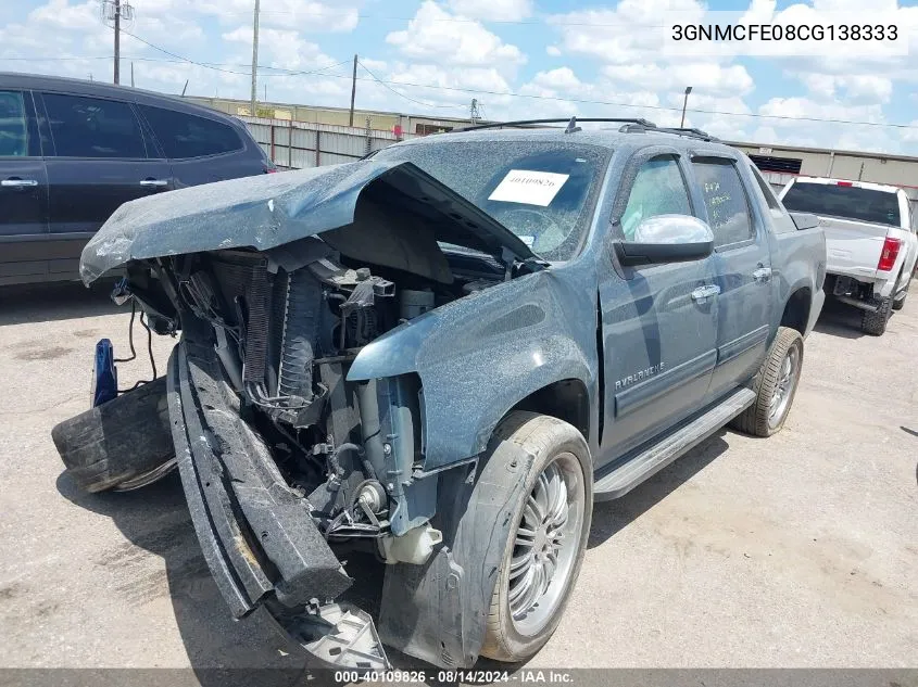 2012 Chevrolet Avalanche 1500 Lt1 VIN: 3GNMCFE08CG138333 Lot: 40109826