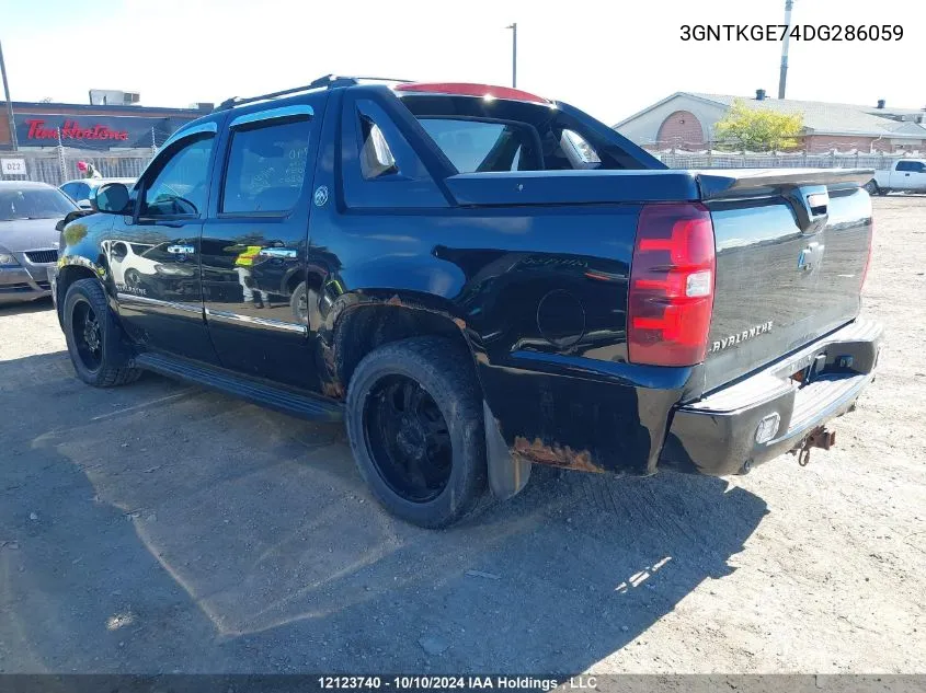 2013 Chevrolet Avalanche VIN: 3GNTKGE74DG286059 Lot: 12123740