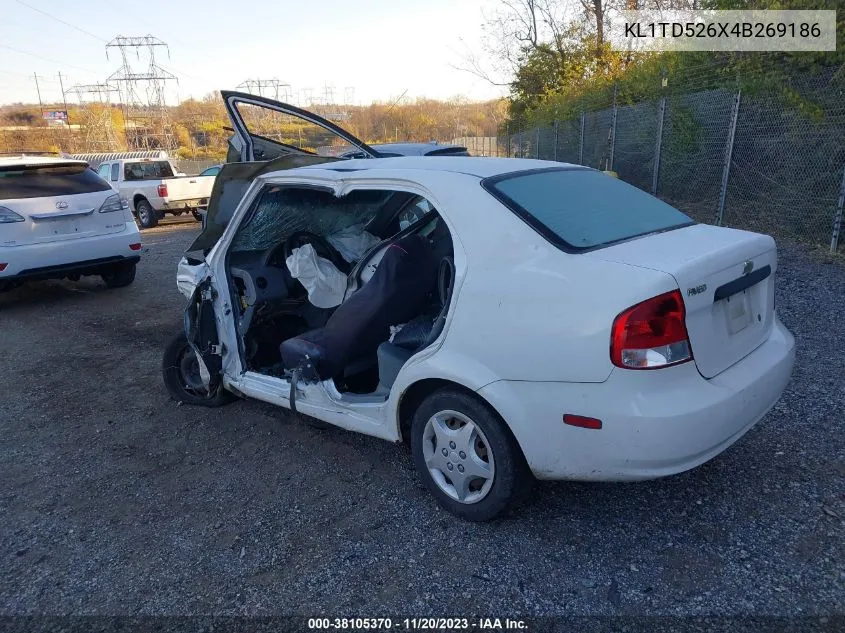 2004 Chevrolet Aveo VIN: KL1TD526X4B269186 Lot: 38105370