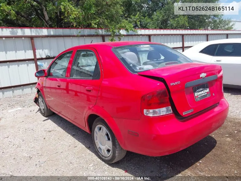 2004 Chevrolet Aveo VIN: KL1TD52624B165114 Lot: 40109743