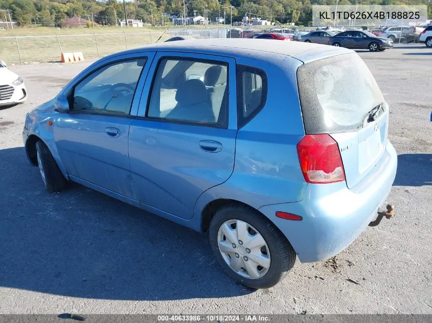 2004 Chevrolet Aveo Special Value VIN: KL1TD626X4B188825 Lot: 40633986