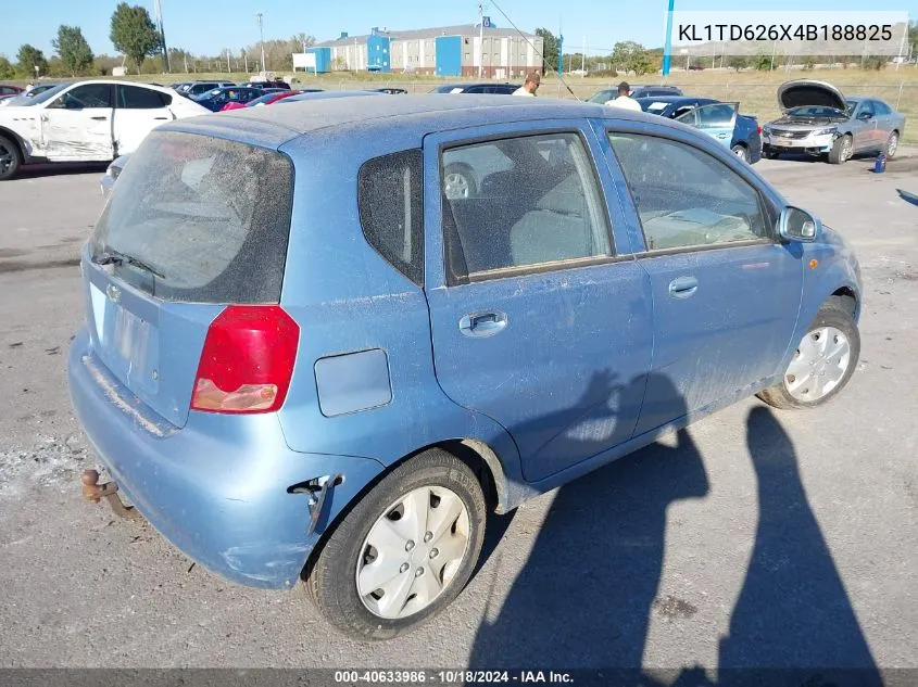 2004 Chevrolet Aveo Special Value VIN: KL1TD626X4B188825 Lot: 40633986