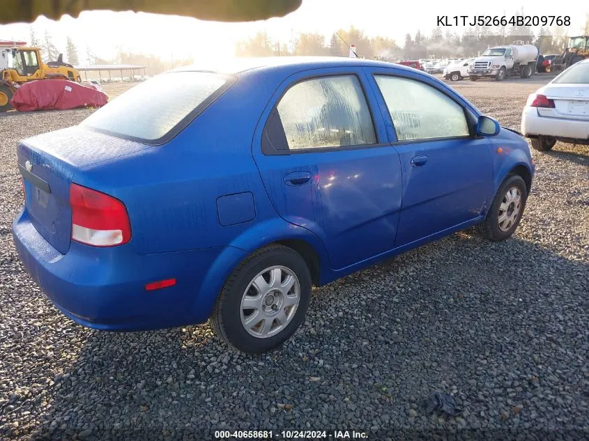 2004 Chevrolet Aveo Ls VIN: KL1TJ52664B209768 Lot: 40658681