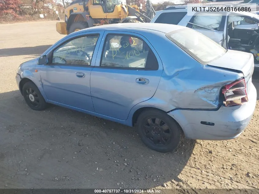 2004 Chevrolet Aveo Ls VIN: KL1TJ52644B166886 Lot: 40757737