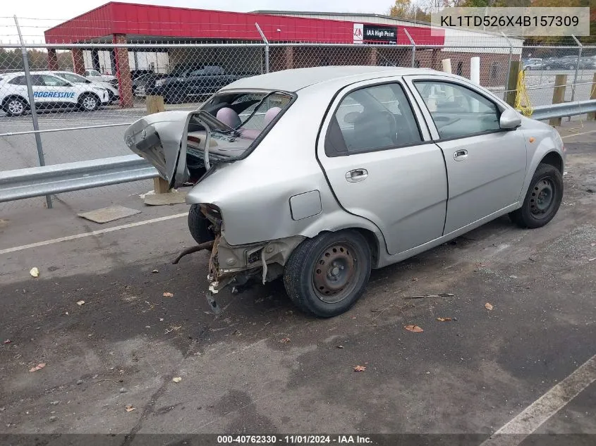 2004 Chevrolet Aveo VIN: KL1TD526X4B157309 Lot: 40762330