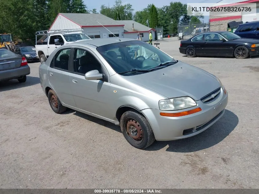 2005 Chevrolet Aveo Ls VIN: KL1TD52675B326736 Lot: 39935778