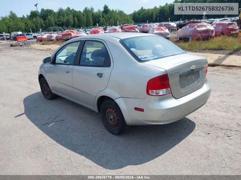 2005 Chevrolet Aveo Ls VIN: KL1TD52675B326736 Lot: 39935778