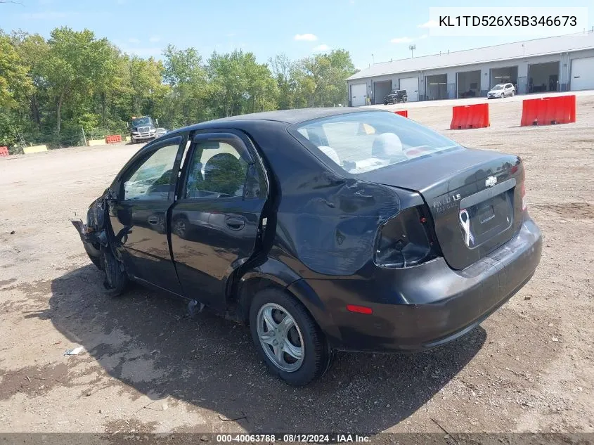 2005 Chevrolet Aveo Ls VIN: KL1TD526X5B346673 Lot: 40063788