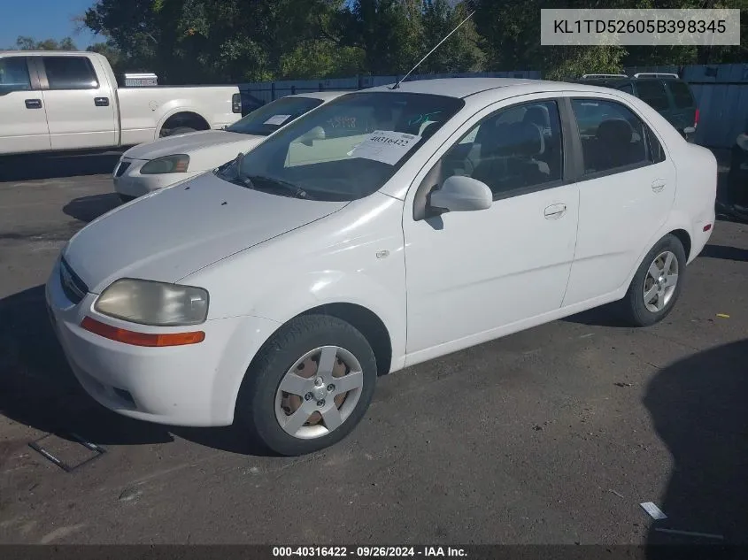 2005 Chevrolet Aveo Ls VIN: KL1TD52605B398345 Lot: 40316422