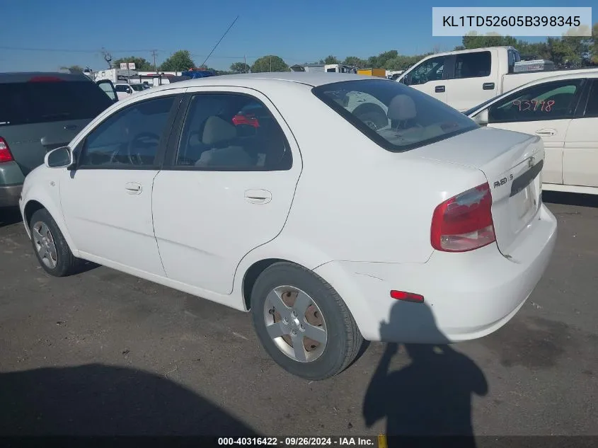 2005 Chevrolet Aveo Ls VIN: KL1TD52605B398345 Lot: 40316422