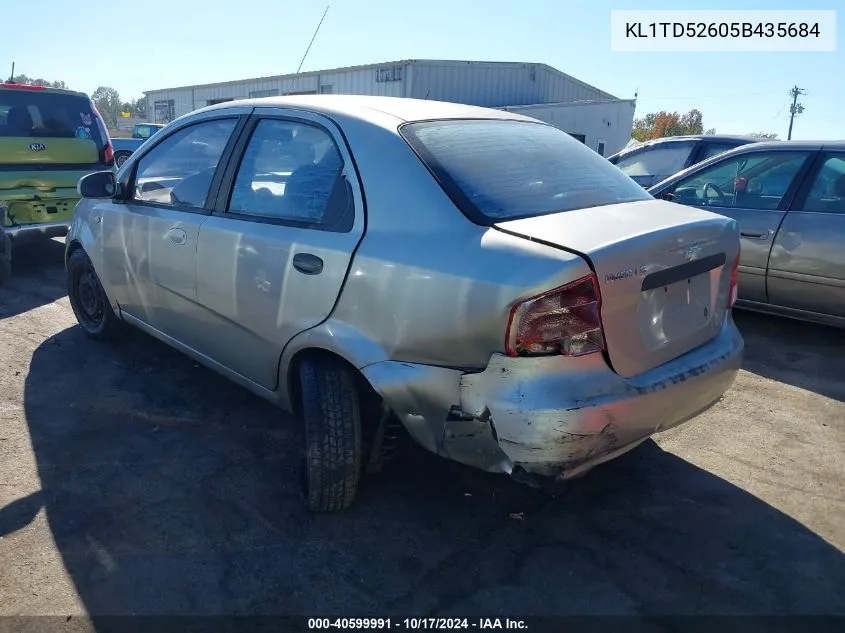 2005 Chevrolet Aveo Ls VIN: KL1TD52605B435684 Lot: 40599991