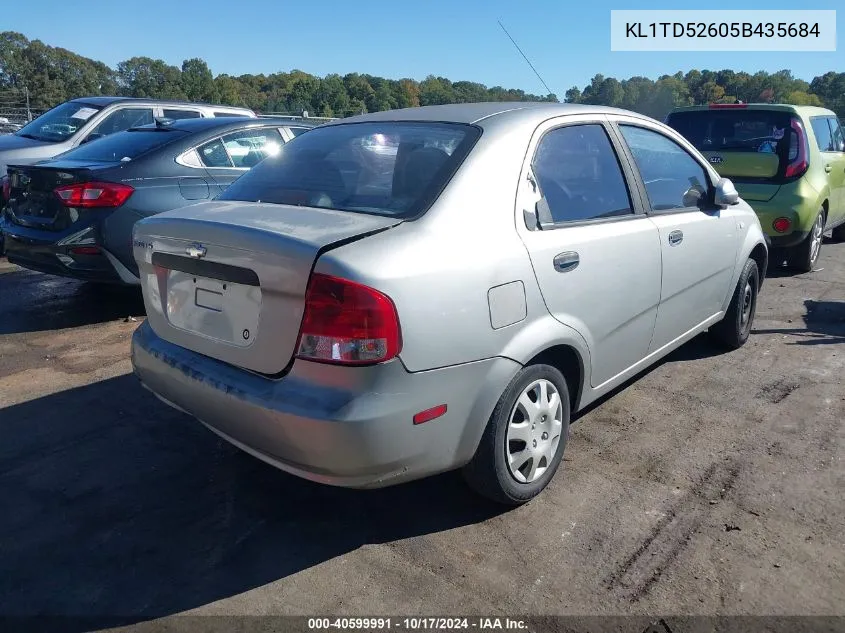 2005 Chevrolet Aveo Ls VIN: KL1TD52605B435684 Lot: 40599991