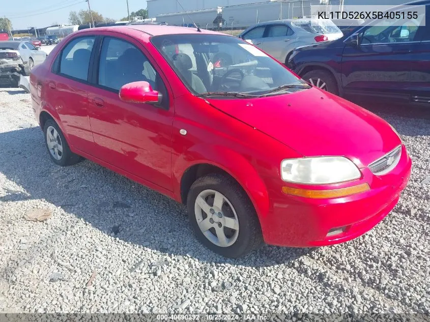 2005 Chevrolet Aveo Ls VIN: KL1TD526X5B405155 Lot: 40690392