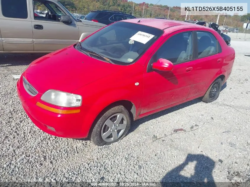 2005 Chevrolet Aveo Ls VIN: KL1TD526X5B405155 Lot: 40690392