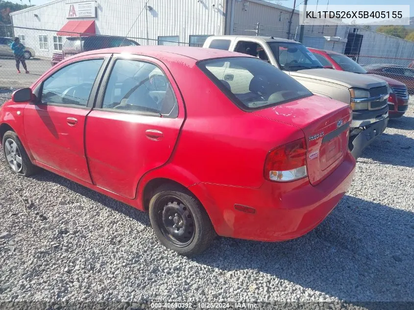 2005 Chevrolet Aveo Ls VIN: KL1TD526X5B405155 Lot: 40690392