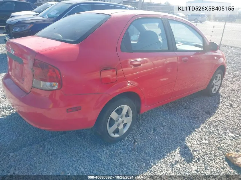 2005 Chevrolet Aveo Ls VIN: KL1TD526X5B405155 Lot: 40690392