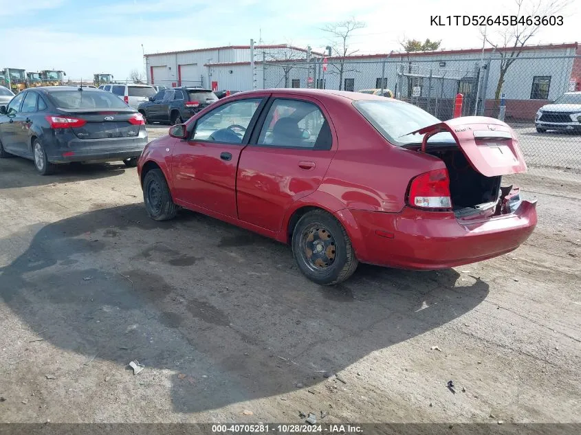 2005 Chevrolet Aveo Ls VIN: KL1TD52645B463603 Lot: 40705281