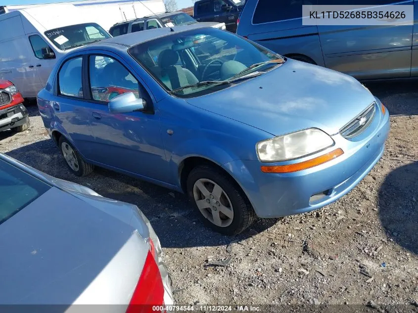 2005 Chevrolet Aveo Ls VIN: KL1TD52685B354626 Lot: 40794544