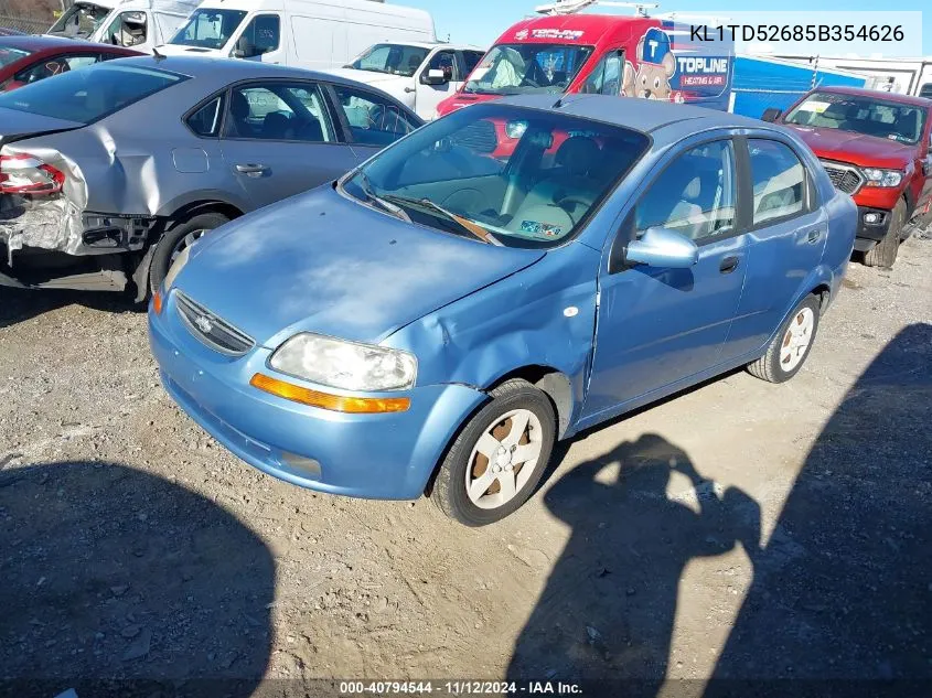 2005 Chevrolet Aveo Ls VIN: KL1TD52685B354626 Lot: 40794544