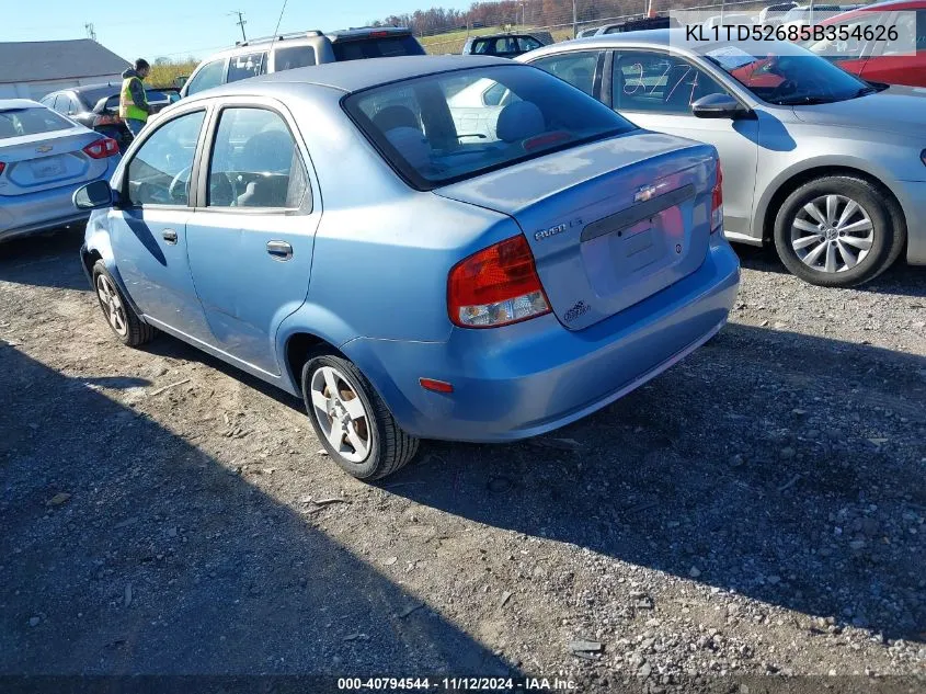 2005 Chevrolet Aveo Ls VIN: KL1TD52685B354626 Lot: 40794544