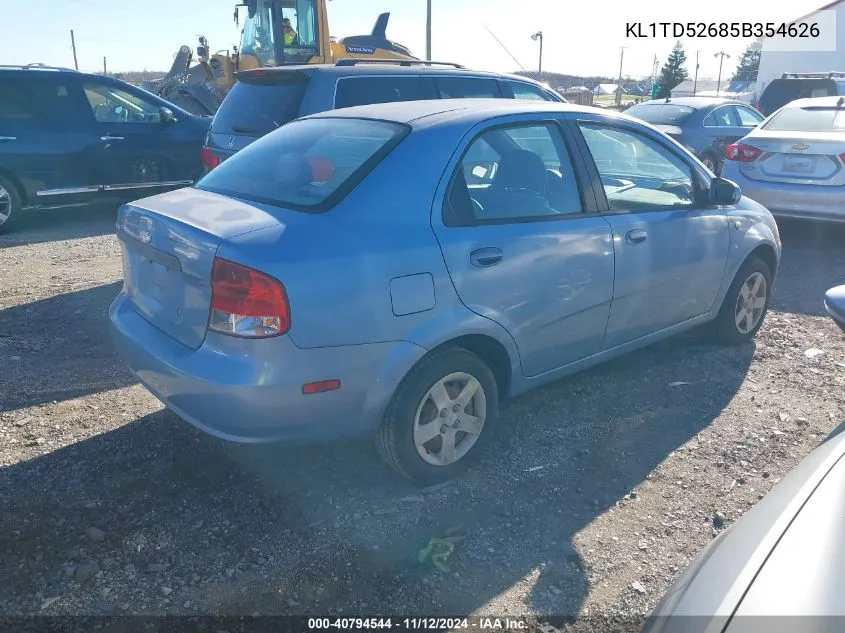 2005 Chevrolet Aveo Ls VIN: KL1TD52685B354626 Lot: 40794544