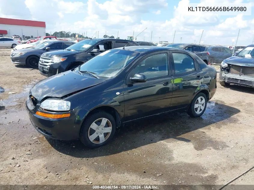 2006 Chevrolet Aveo Ls VIN: KL1TD56666B649980 Lot: 40346754